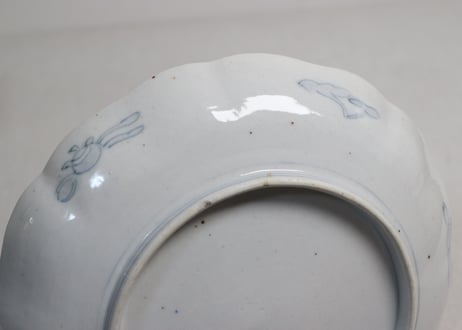 明治前期色絵籠目と花鳥図7寸皿②黒点,かたつき