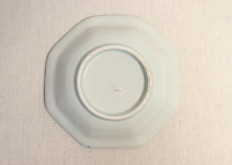 江戸後期染付水仙図八角なます皿①薄め　少甘手,フリモノ,ややかたつき