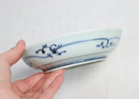 江戸中期染付流水に菊図なます皿