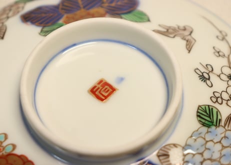 明治前期色絵紫陽花図蒸茶碗