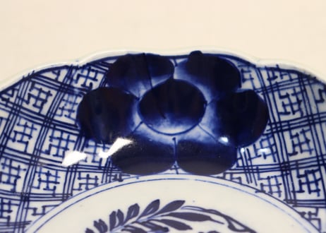 明治前期染付藤と牡丹図なます皿①