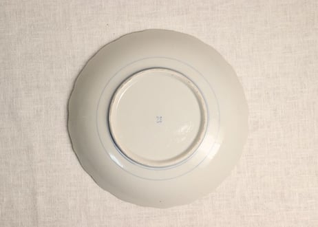 昭和戦前吹き墨富士と帆掛け船図8寸皿