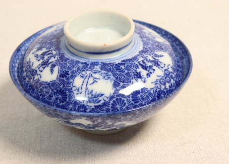 明治前期紙刷唐子と竹林図飯茶碗