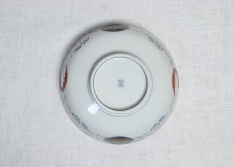 明治前期色絵桃と三方に菊図6寸鉢 五客組 1ヶニュウ