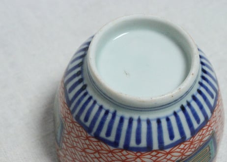 江戸後期色絵吉文字と七宝文図通り物向付　５客組