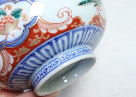 明治前期色絵水仙図蒸茶碗