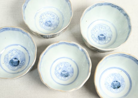 明治前期色絵鶴と松竹梅図通り物向付