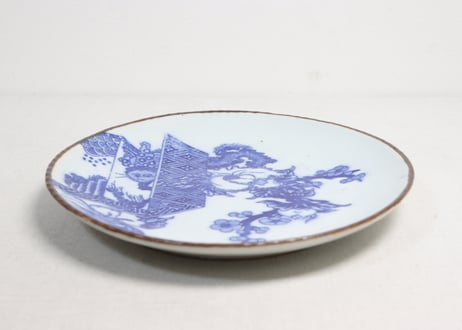 明治後期～大正銅判獅子牡丹図イゲ縁８寸皿