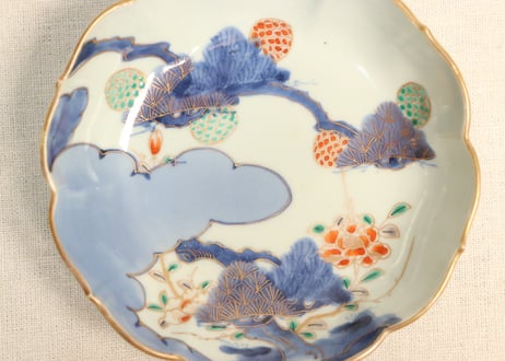 江戸中期色絵松図なます皿