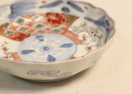 明治前期色絵柴垣に梅と龍図通り物なます皿②ノミホツ