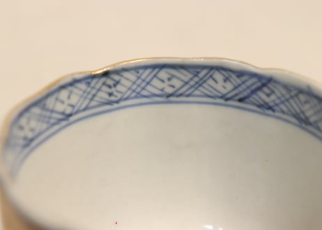 明治前期色絵桃と鶴図通り物向付②　ムシクイ