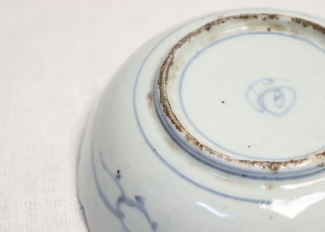 江戸中期染付三方に菊図くらわんかなます皿