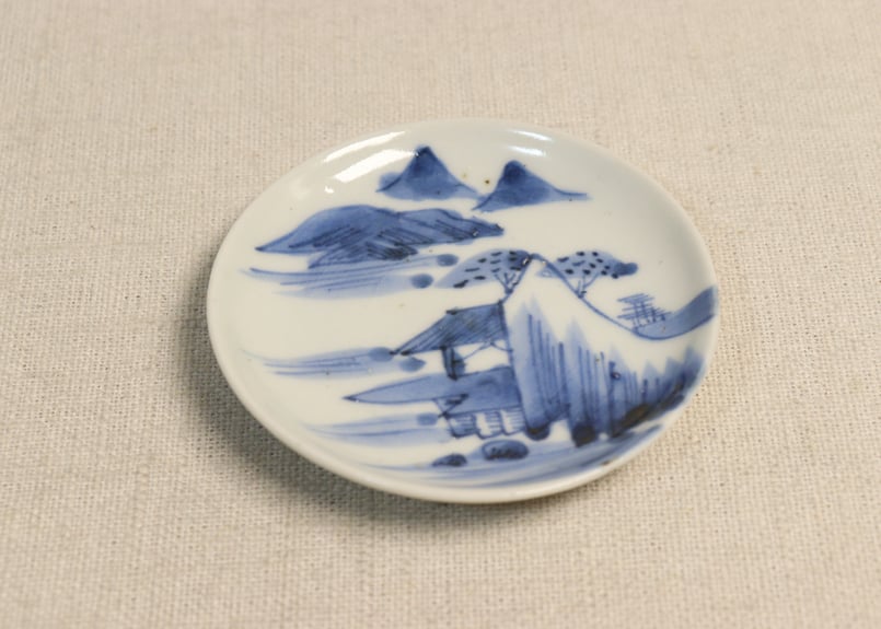 江戸後期染付山水と蝙蝠図豆皿① | 吉祥寺PukuPuku
