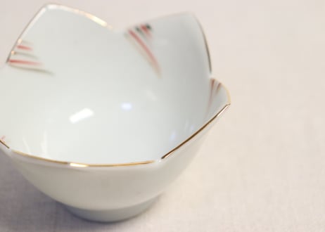昭和戦前金彩赤絵五弁向付