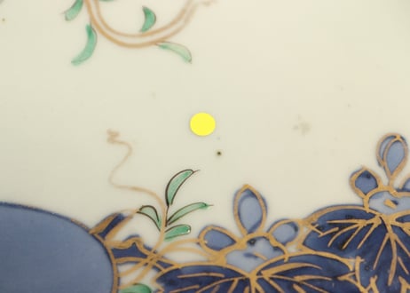 江戸中期色絵桐に蔦花図7寸皿③黒点