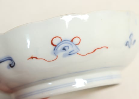 明治前期色絵梅と山水人物図なます皿