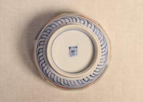 明治前期色絵牡丹と烏帽子図向付