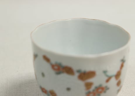 明治前期色絵三方菊図通り物向付