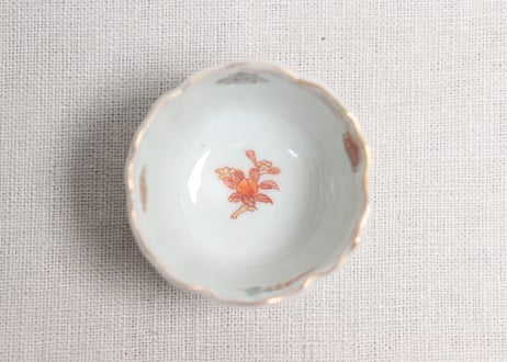 明治前期色絵網手に鶴と梅に鶯図通り物小向付