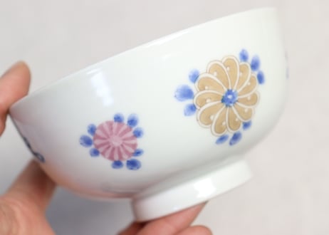 明治後期~大正染付桐と菊図蒸茶碗
