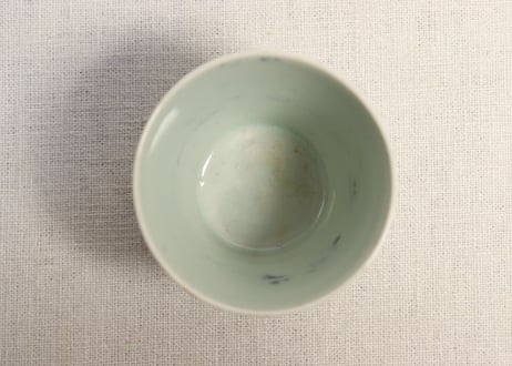 江戸中期染付竹図猪口 高台ホツ,少甘手