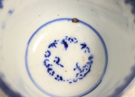 明治前期紙刷六方に牡丹図向付 フリモノ