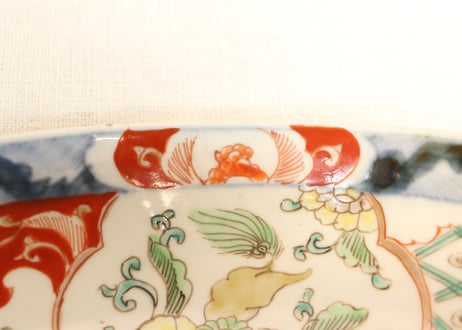 明治前期色絵獅子牡丹と草花図6寸鉢