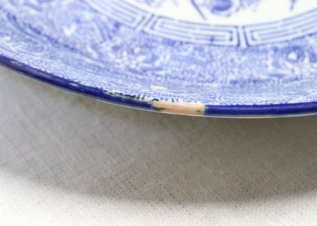 明治前期紙刷鳳凰図9寸皿②　窯傷
