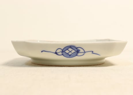 明治前期色絵鯉図角皿①釉切れ有