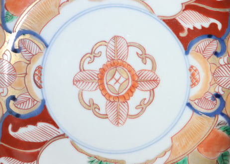 明治前期色絵桃と梅図三ツ組鉢