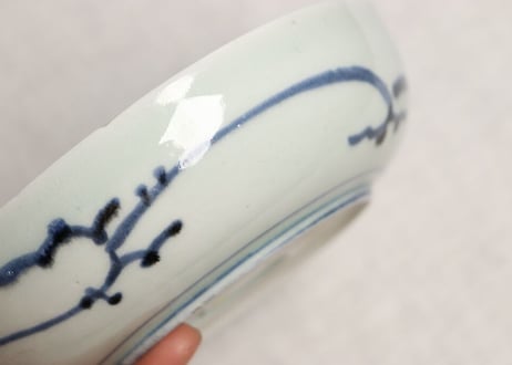 江戸後期染付橘と山水図なます皿 フリモノ