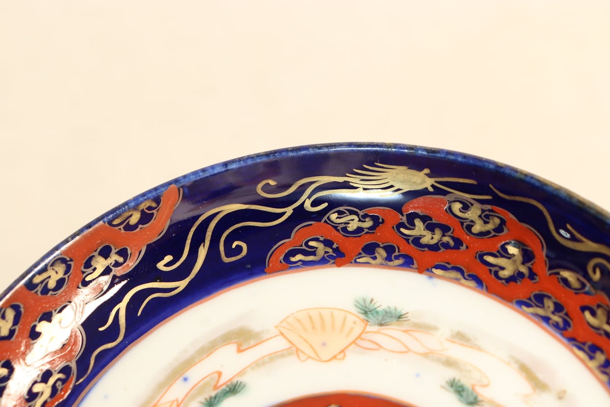 明治～大正時代　蔵春亭久富製磁所　色絵花鳥文貝合皿　5枚　古器を楽しむ 明治～大正時代 蔵春亭久富製磁所 色絵花鳥文貝合皿