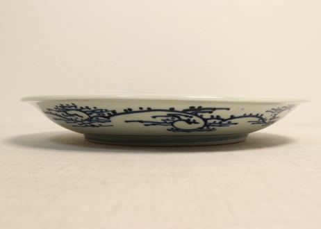 江戸幕末染付芭蕉と朝顔図尺皿
