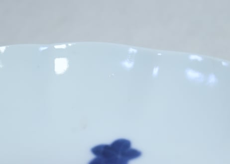 明治後期～大正染付紅葉と流水図7寸皿