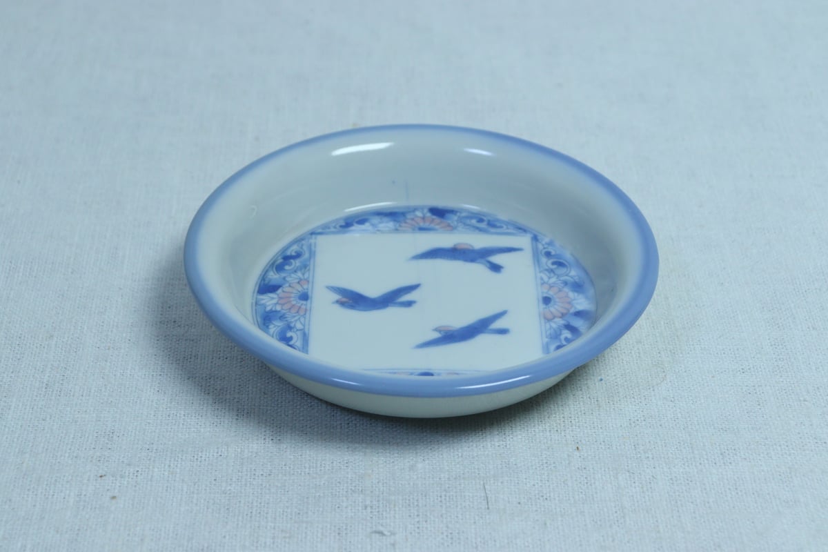 明治後期～大正銅判菊と鳥三羽図小皿 | 吉祥寺PukuPuku