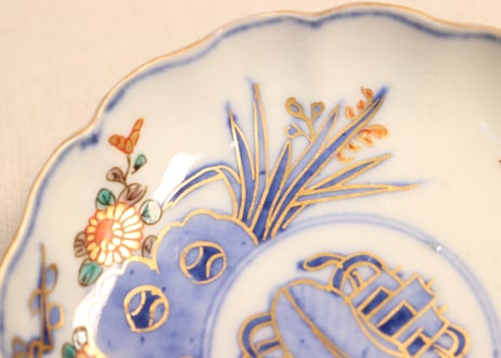 明治前期色絵四君子図通り物小皿