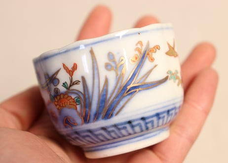 明治前期色絵四君子図通り物小向付