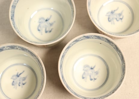明治前期色絵弓矢と道具図向付