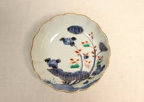 江戸後期色絵秋海棠図なます皿①