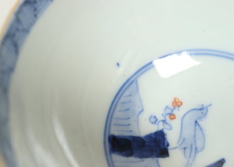 明治前期色絵柳に鮎図蓋茶碗①
