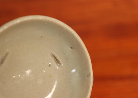 江戸幕末灰釉豆皿　5客組　窯傷込