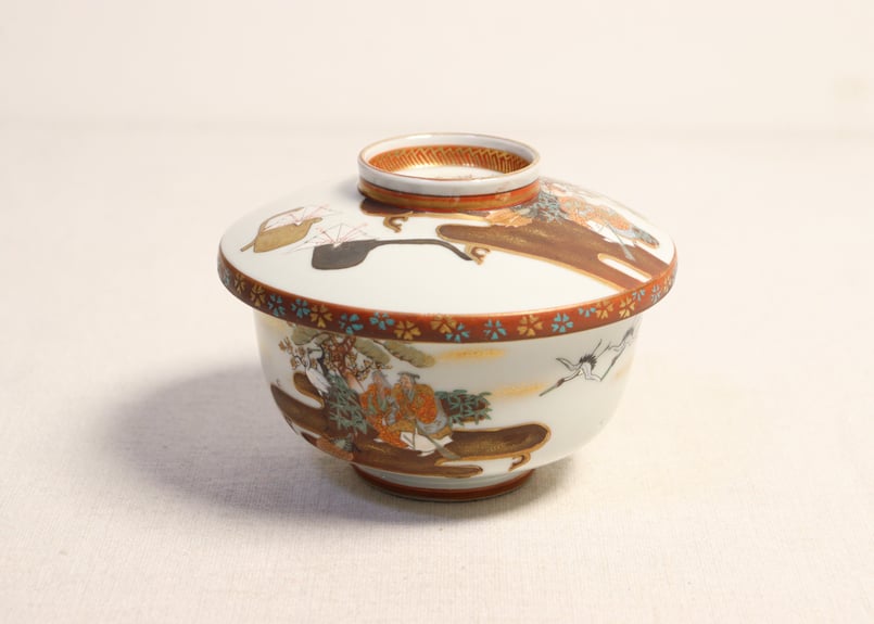 明治前期九谷焼色絵高砂図通り物蒸茶碗 | 吉祥寺PukuPuku