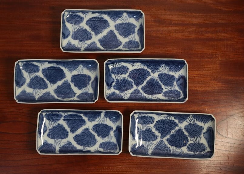 江戸中期型紙摺り竹林図長皿 5客組 | 吉祥寺PukuPuku