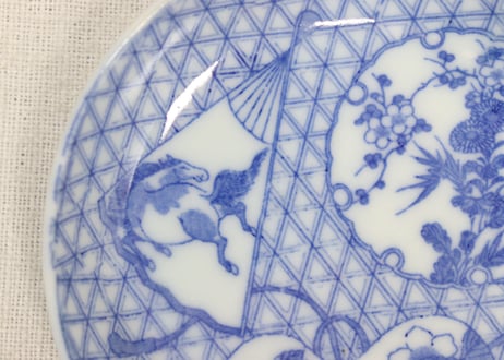 明治後期～大正銅判馬に瓢箪と草花図小皿①