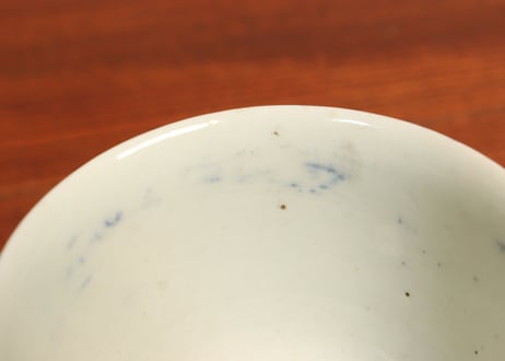 江戸中期染付八ッ橋図向付② 黒点,ややかたつき