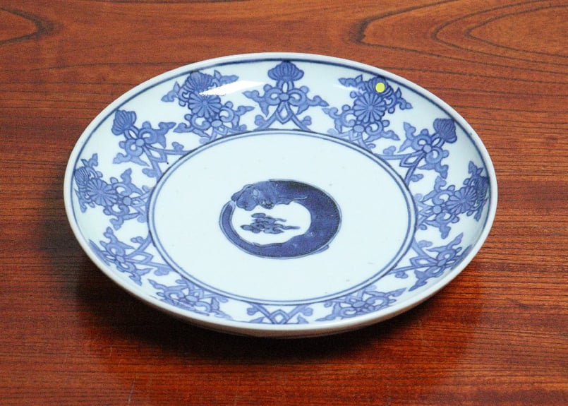 【最終値下げ】古伊万里 こんにゃく印判 盃 型紙摺印判 小皿 江戸中期 最終値下げ】古伊万里 こんにゃく印判 盃 型紙摺印判 小皿 江戸