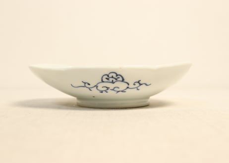 明治後期～大正染付柿と蜻蛉図木瓜型皿