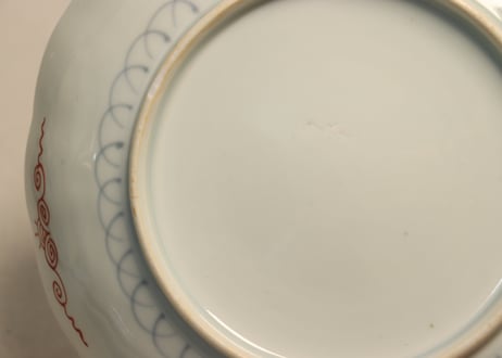 明治前期色絵果物籠引き人物図7寸皿