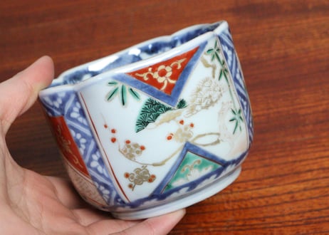 江戸中期色絵松竹梅図角向付　5客組