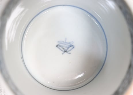 江戸幕末染付幾何学市松文猪口